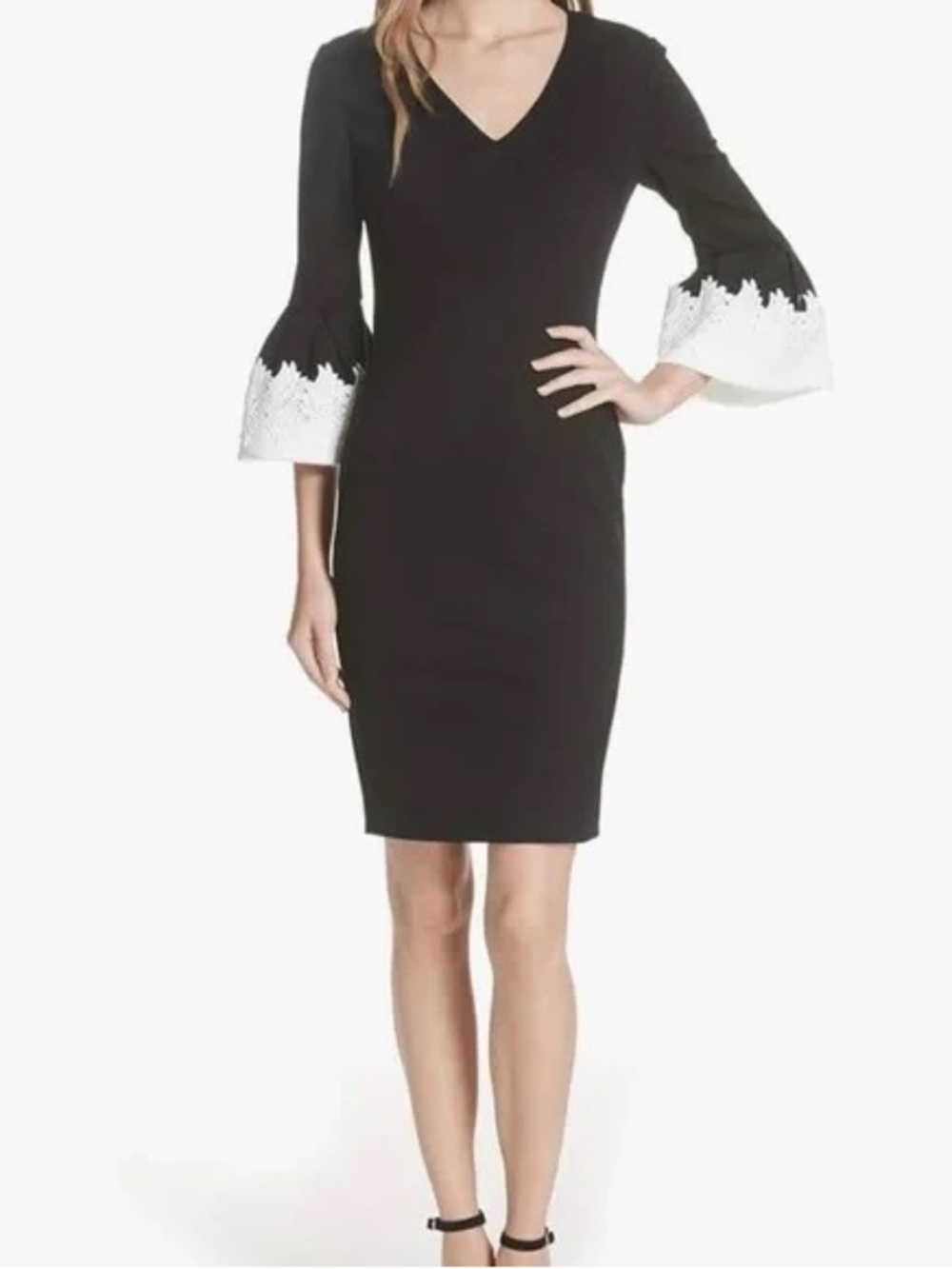 Ted Baker Rastrel Black & White Sheath Bell Sleeve Lace Dress 2